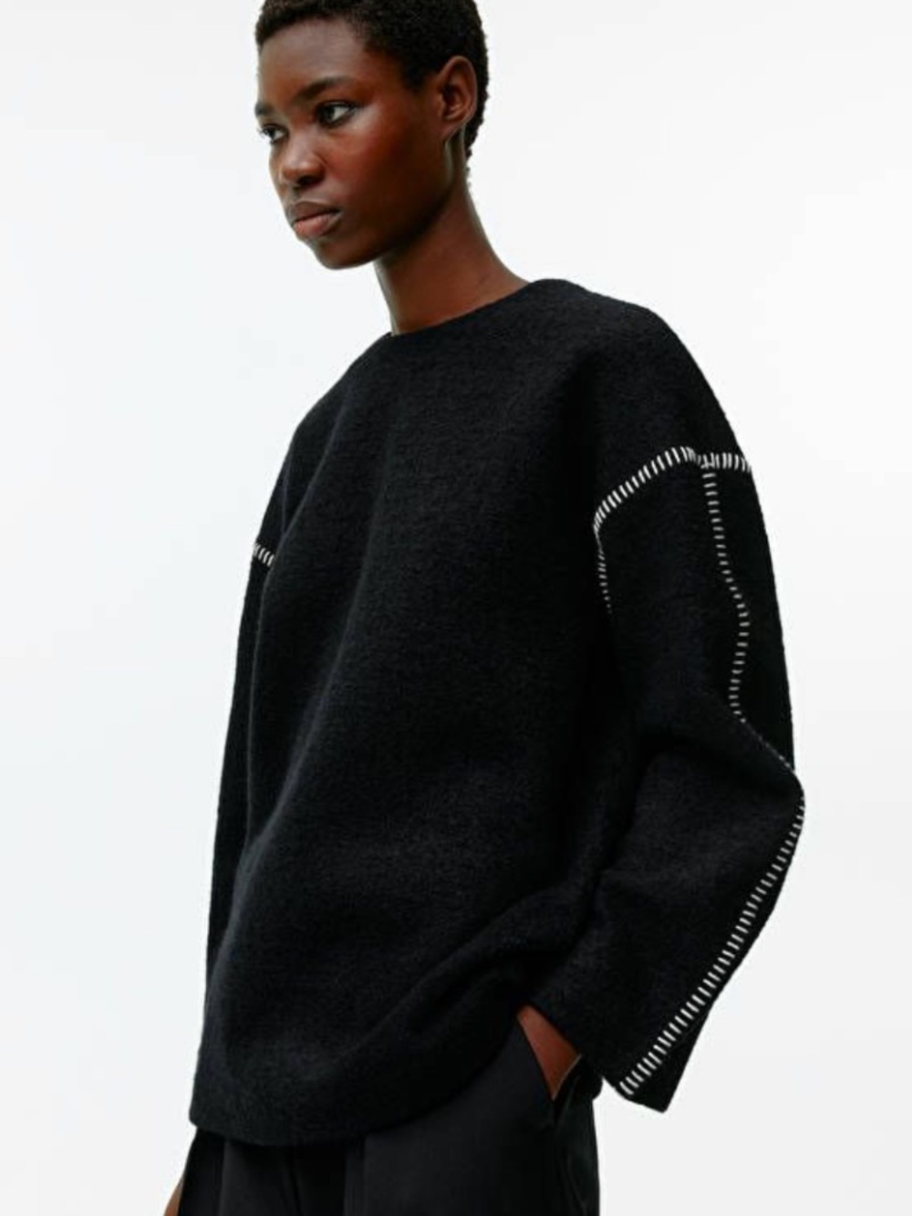 NWOT ARKET Black Boiled Wool Sweater